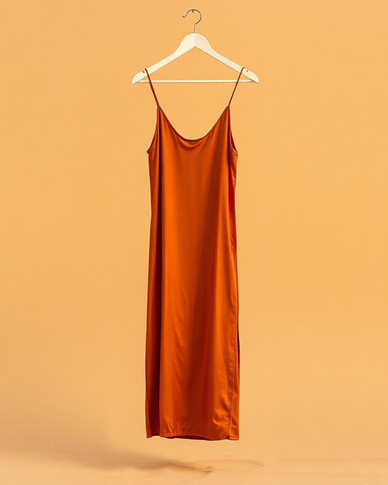 Vestido Slip Seda Terracota